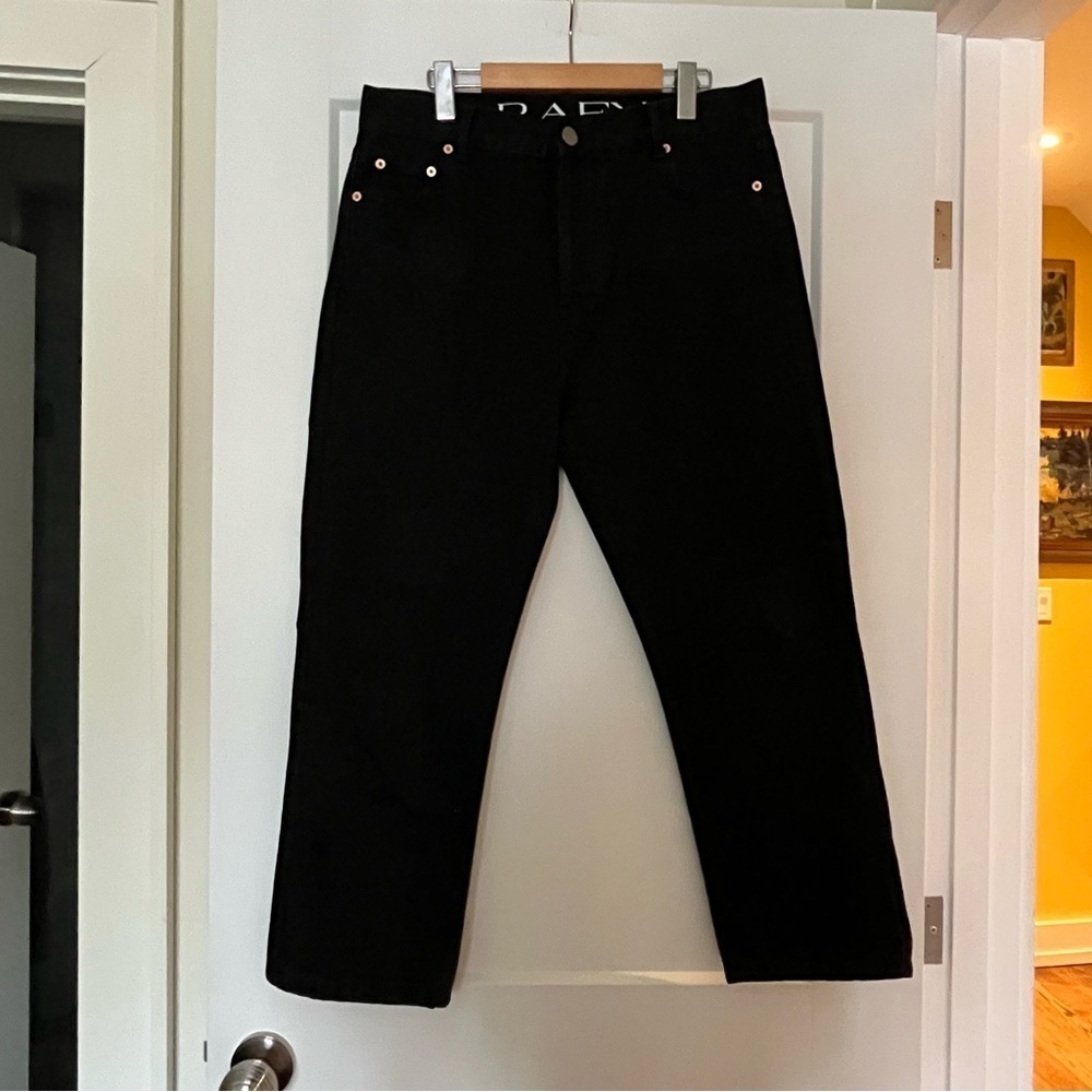 NWOT Raey Organic Cotton Straight Relaxed Black Cropped Jeans